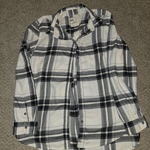 American Eagle Outfitters Black and White Plaid Shirt